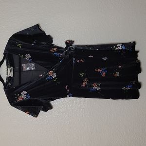 Urban Outfitters Theresa Floral Velour Wrap Dress